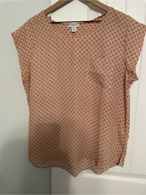 Carolina Belle Rust Geometric Cap-Sleeve Blouse